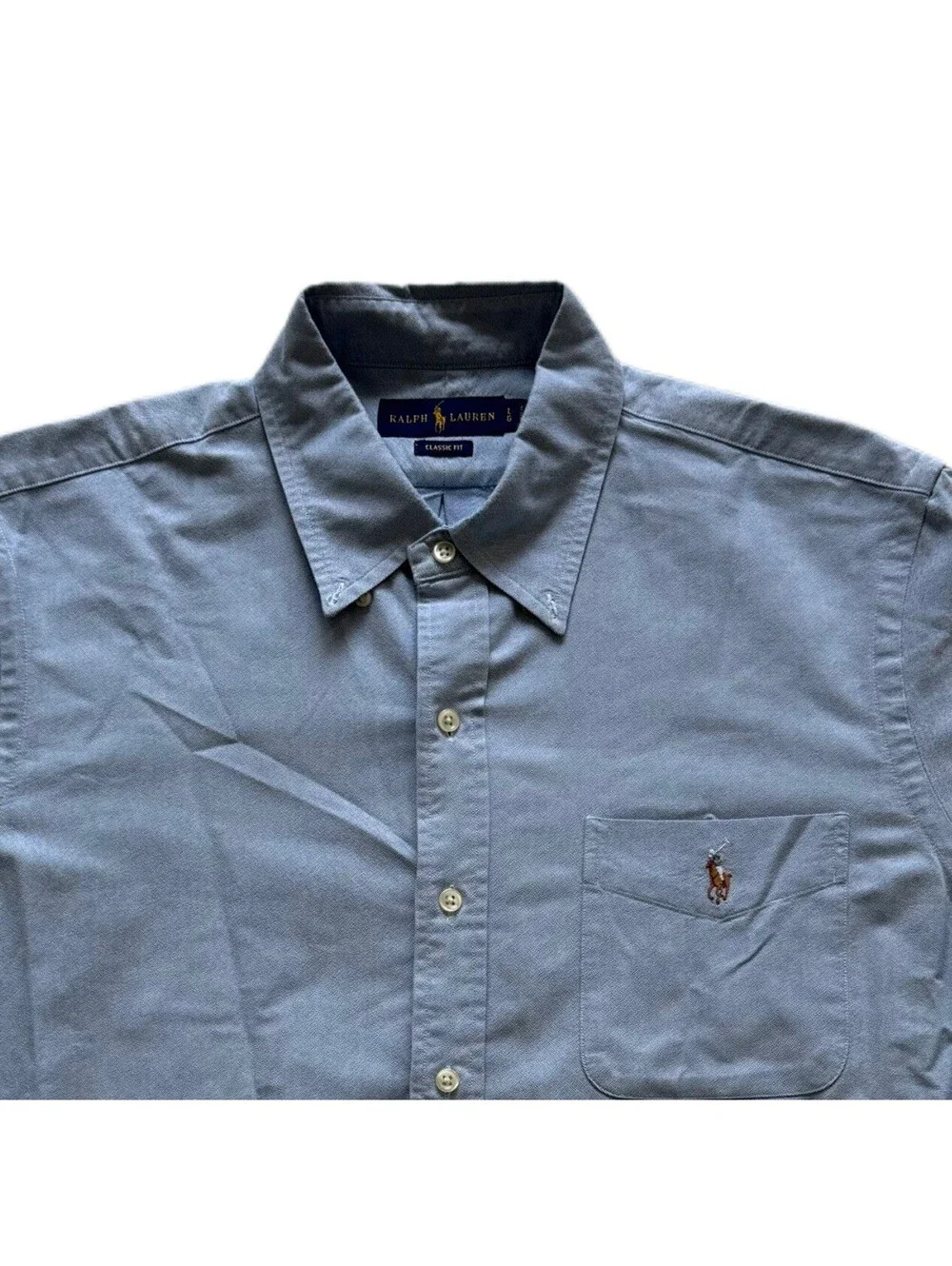 Polo Ralph Lauren Classic Fit Shirt L Short Sleeve Blue Pony Logo Casual
